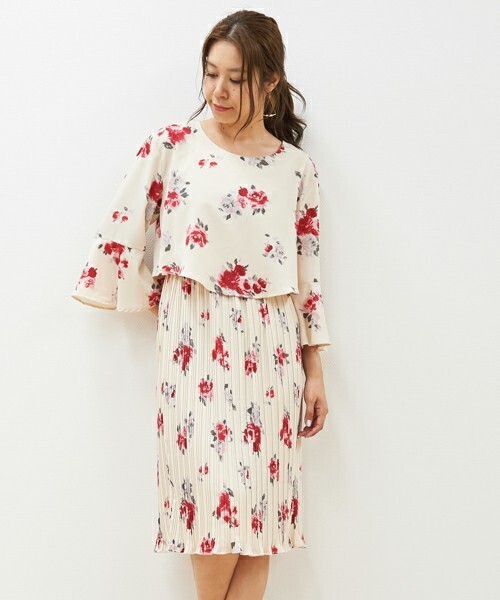 Supreme.La.La. ローズプリントプリーツワンピース