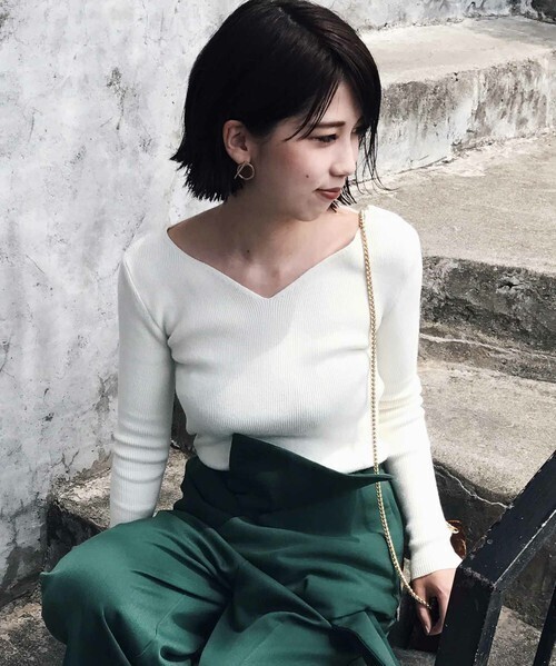 AMERI V NECK RIBBON KNIT