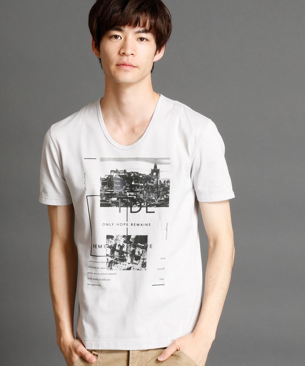 NICOLE CLUB FOR MEN フォト×ボックスプリントTシャツ