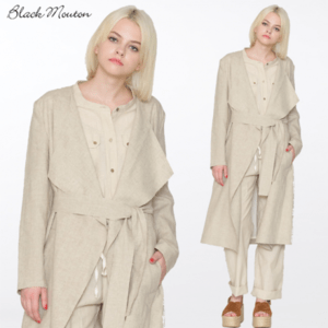 Black Mouton Black Mouton/リネンノーカラーコート（45547）