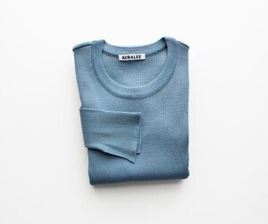 AURALEE SUPER FINE WOOL HIGH GAUGE RIB KNIT P/O
