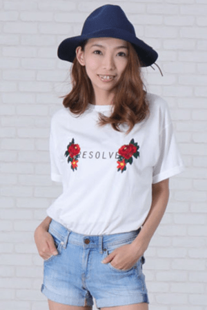 &g’aime &g'aime【296-60103】RESOLVEプリント刺繡Tシャツ