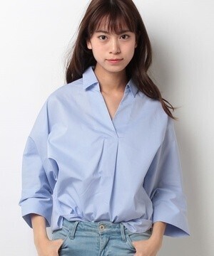 Avan Lily サイドスリット5分袖スキッパーシャツ