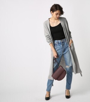 AZUL by moussy ウォッシャブルソフトタッチリブロングカーデ