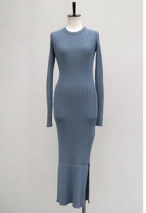 AURALEE SUPER FINE WOOL WIDE RIB KNIT ONE-PIECE