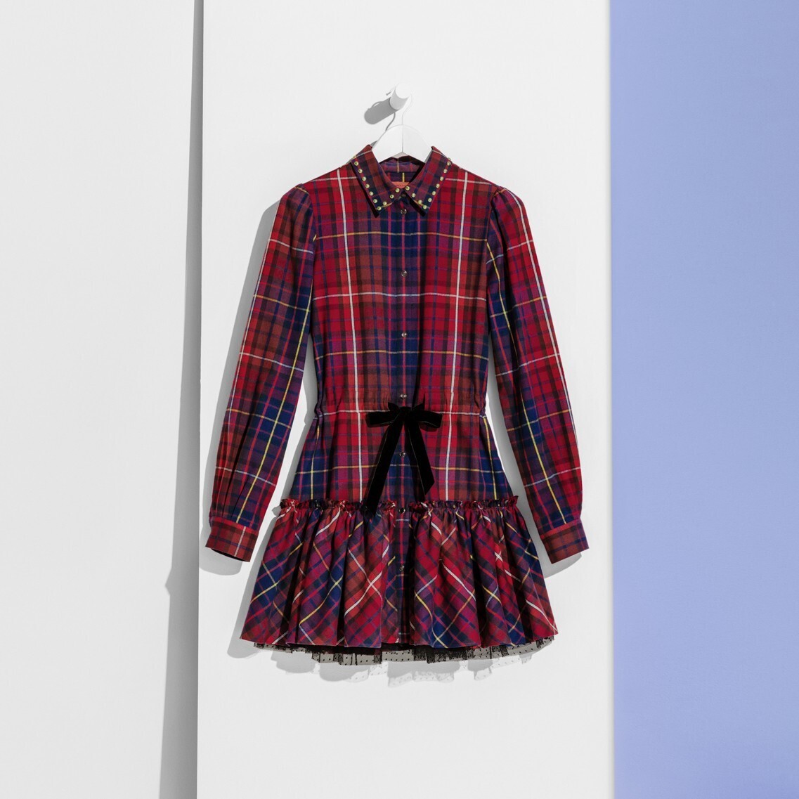 TOMMY HILFIGER FLANNEL TARTAN MIDI SHIRT DRESS