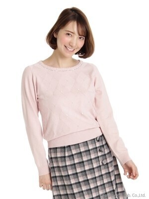 PATTERN fiona R/NアーガイルラメステッチニットPO