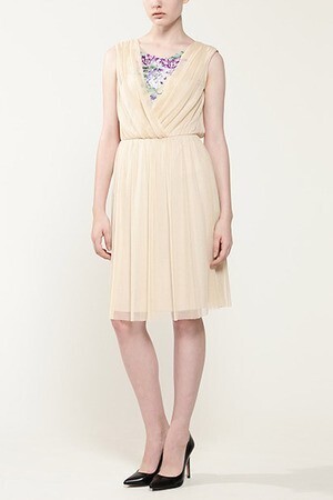 VIVIENNE TAM ピオニー刺しゅうドレープワンピース