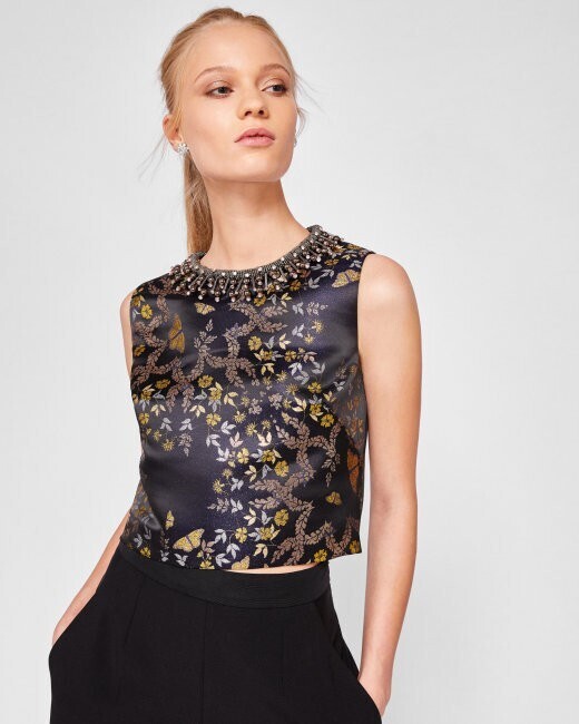 Ted Baker London Kyoto Gardens jacquard crop top