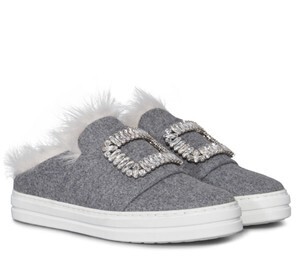 Roger Vivier Sneaky Viv' Felt and Fur Mules