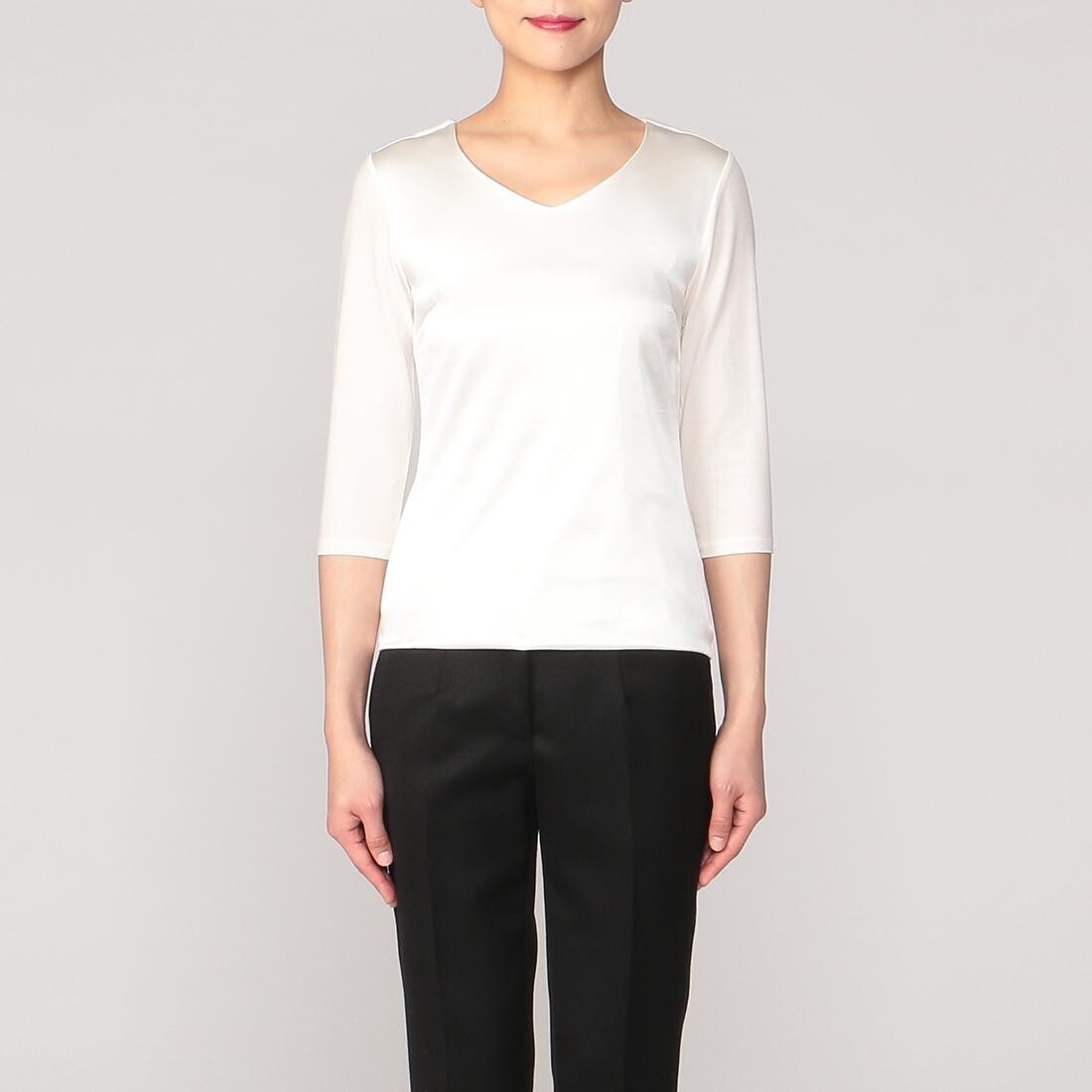 BARNEYS NEW YORK シルクストレッチ七分袖カットソー