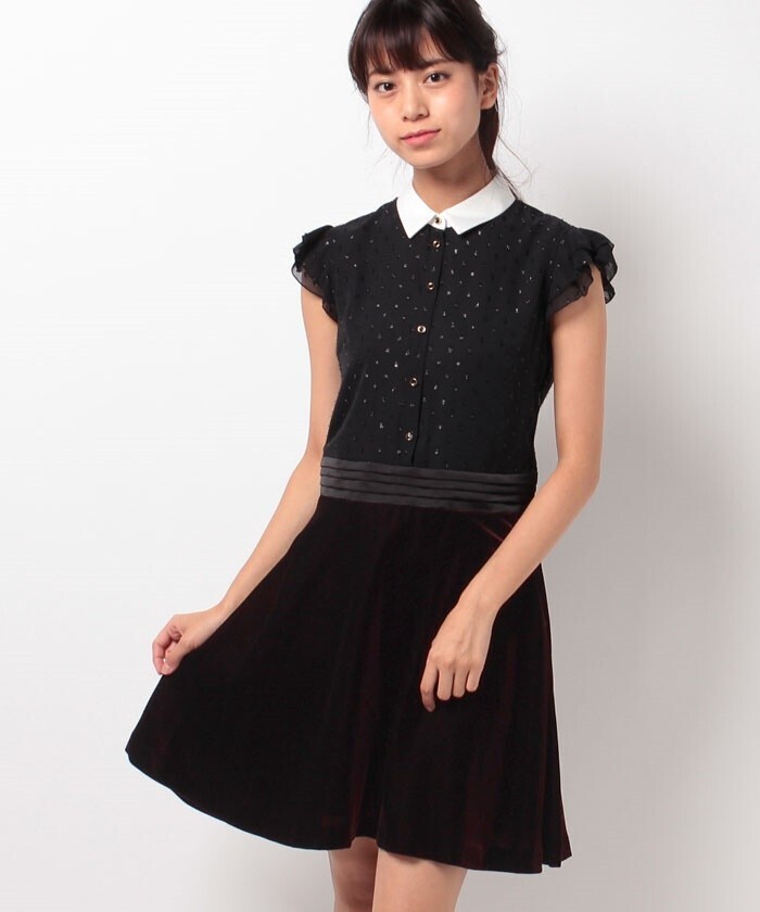 LOVELESS 【LOVELESS】WOMENS　ベルベットコンビフレアワンピース