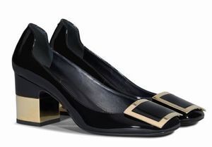 Roger Vivier Podium Square Pumps in Patent Leather