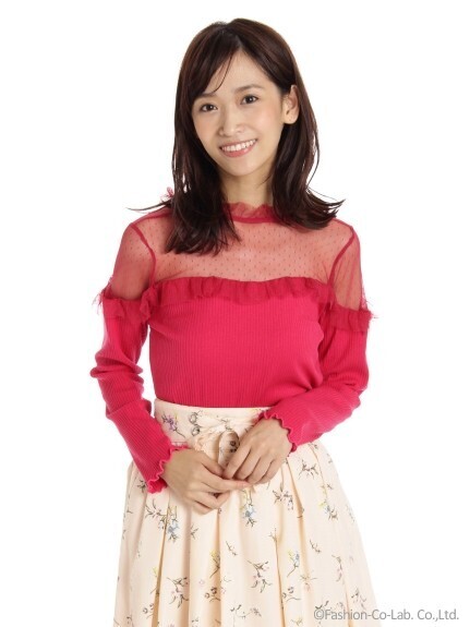 CECIL McBEE ドットチュール切替えリブニット