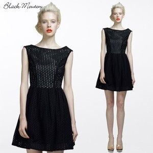 Black Mouton ドットレースワンピース　55356