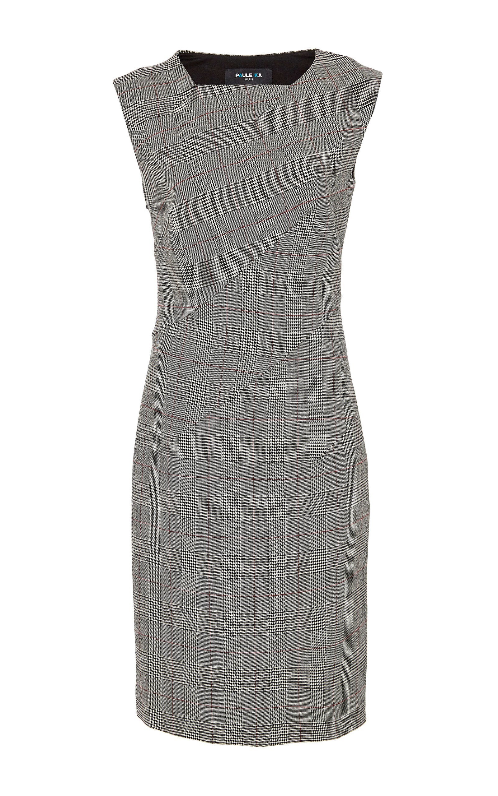 PAULE KA Wool Checked Sheath Dress