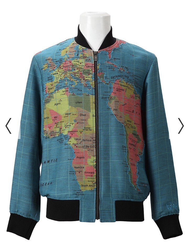 Lucien Pellat-Finet LPF WORLD MAP JACQUARD BOMBERS JACKET