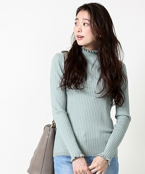 FREAK'S STORE フラワーネックリブニット
