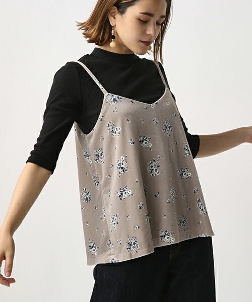AZUL by moussy petitブーケ柄ベロアキャミPO