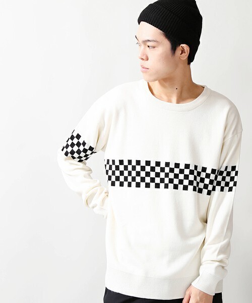 WEGO チェッカーラインニット