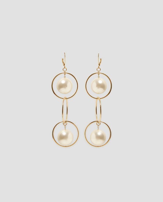 ZARA フープ&パールビーズピアス