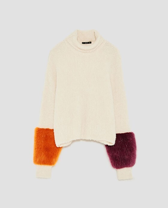 ZARA コントラスト生地カフスプルオーバー