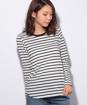 AZUL by moussy TC天竺ラウンドヘムラウンドネック長袖プルオーバー