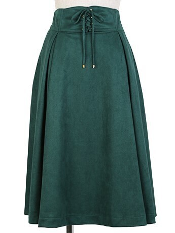F&A フロントレースアップスウェードタッチスカート