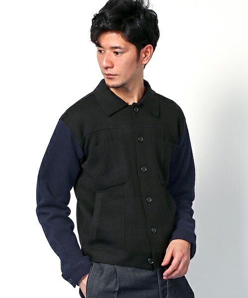 LANVIN en Bleu 異素材MIX ニットブルゾン