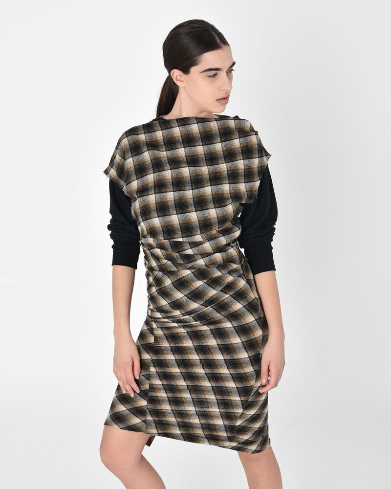 ISABEL MARANT PISA アシンメトリック チェック ミディドレス
