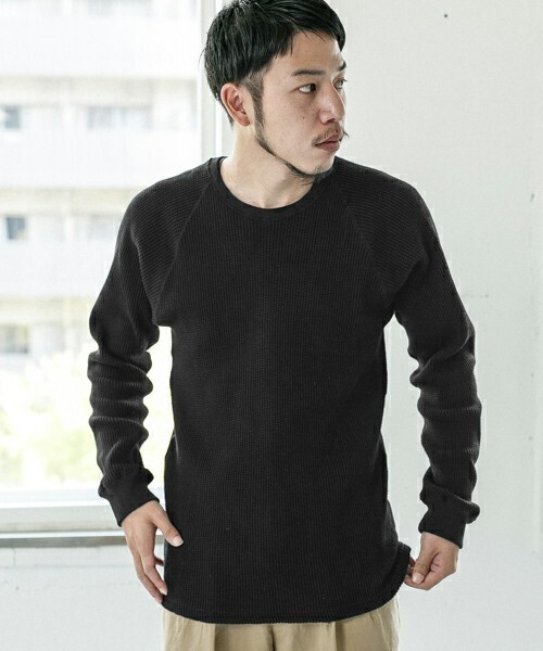 OFUON MANUAL ALPHABET BIG WAFFLE CREW L/S TEE