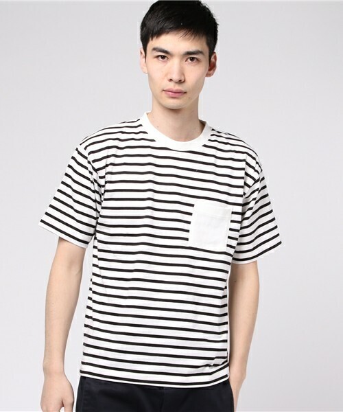 ikka カリフォルニアコットン BIGボーダーTEE
