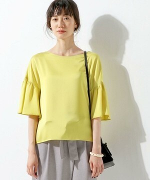 UNITED ARROWS UBCE サテン フレアスリーブ ブラウス