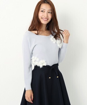 MISCH MASCH スカラネックファーポンポンニット
