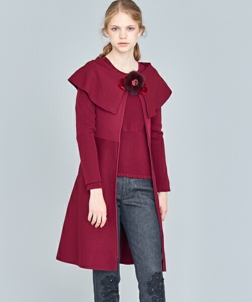 TO BE CHIC ビッグカラーロングニットカーディガン