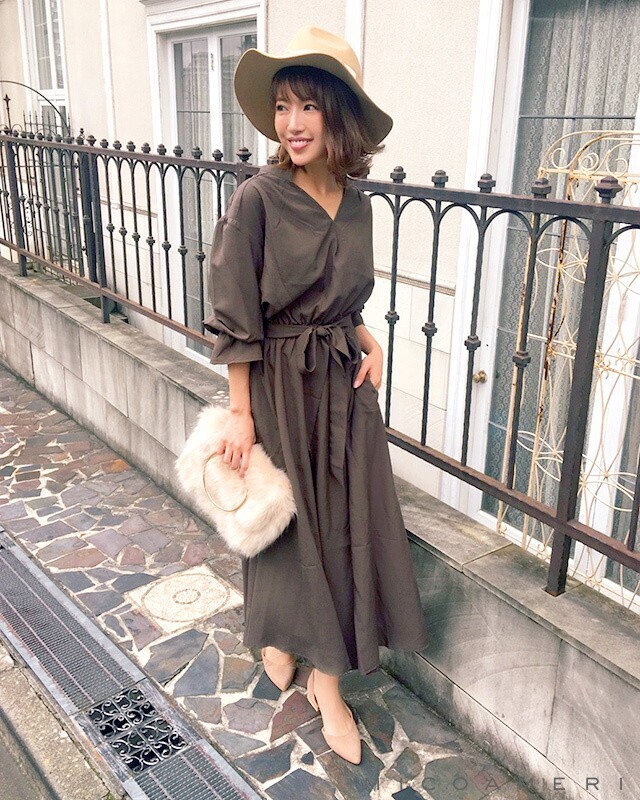 MiCOAMERi ロングシャツワンピース