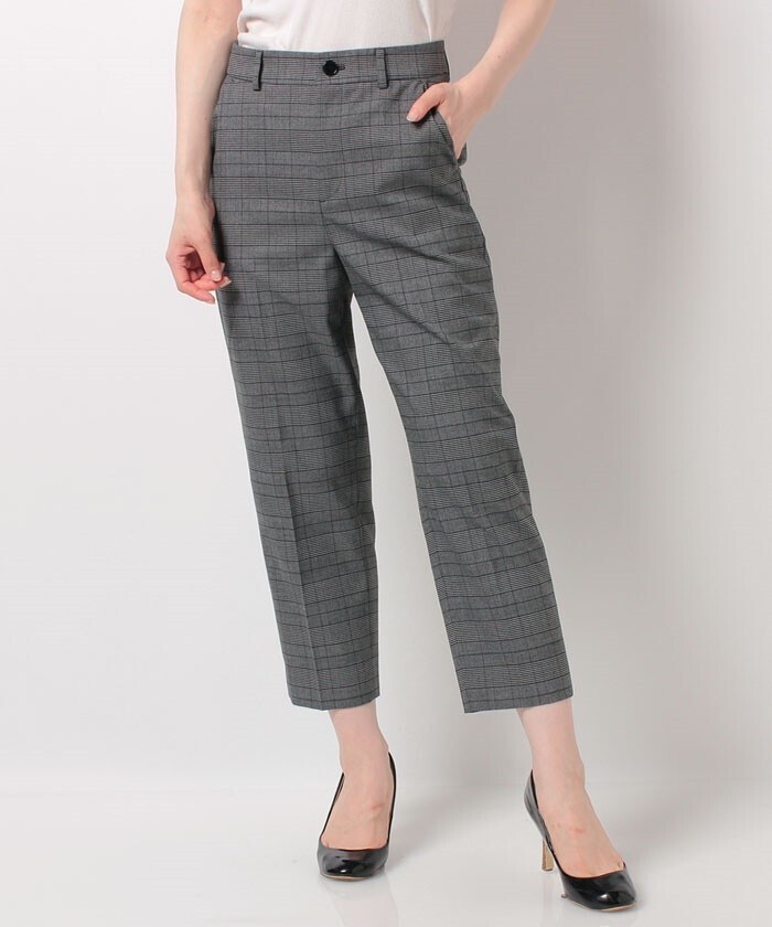 ANAYI チェックストレッチクロップドパンツ