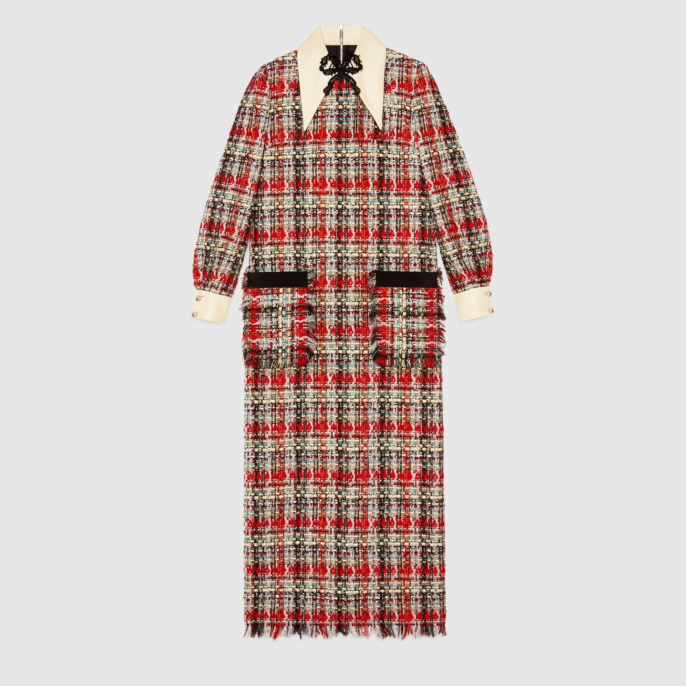 GUCCI Embroidered multicolor tweed dress