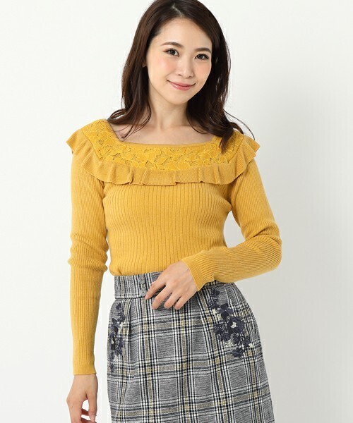 MISCH MASCH 切り替えフリルレースニット