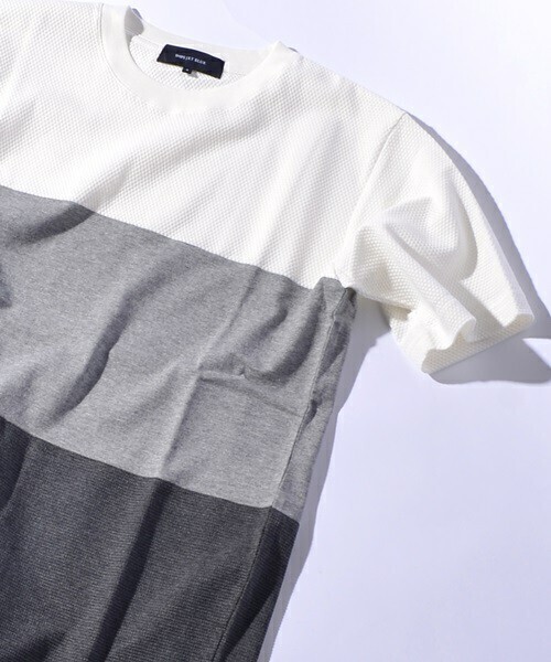 SHIPS JET BLUE ミックス3パネルTee