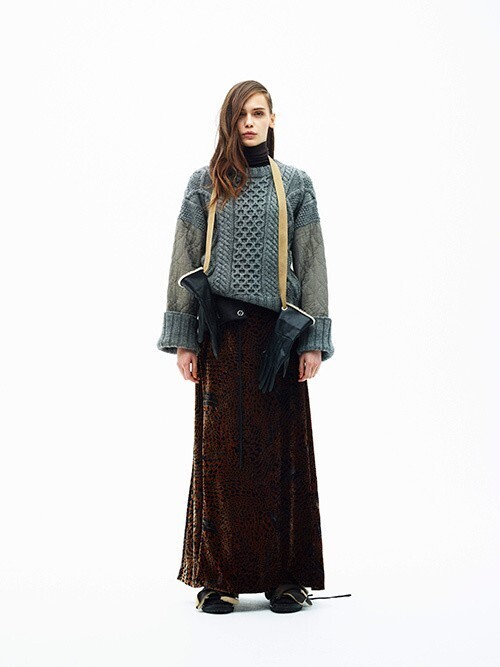 muller of yoshiokubo Marble Wrap Skirt Brown
