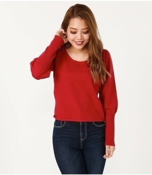 rienda パフショルダーKnit TOP