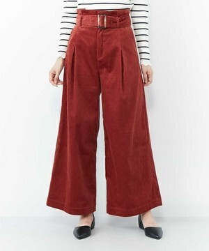 a.v.v コーデュロイサッシュ付きワイドパンツ