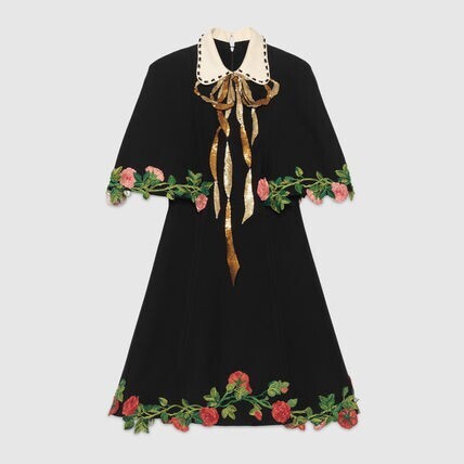 GUCCI ウールシルク ケープドレス