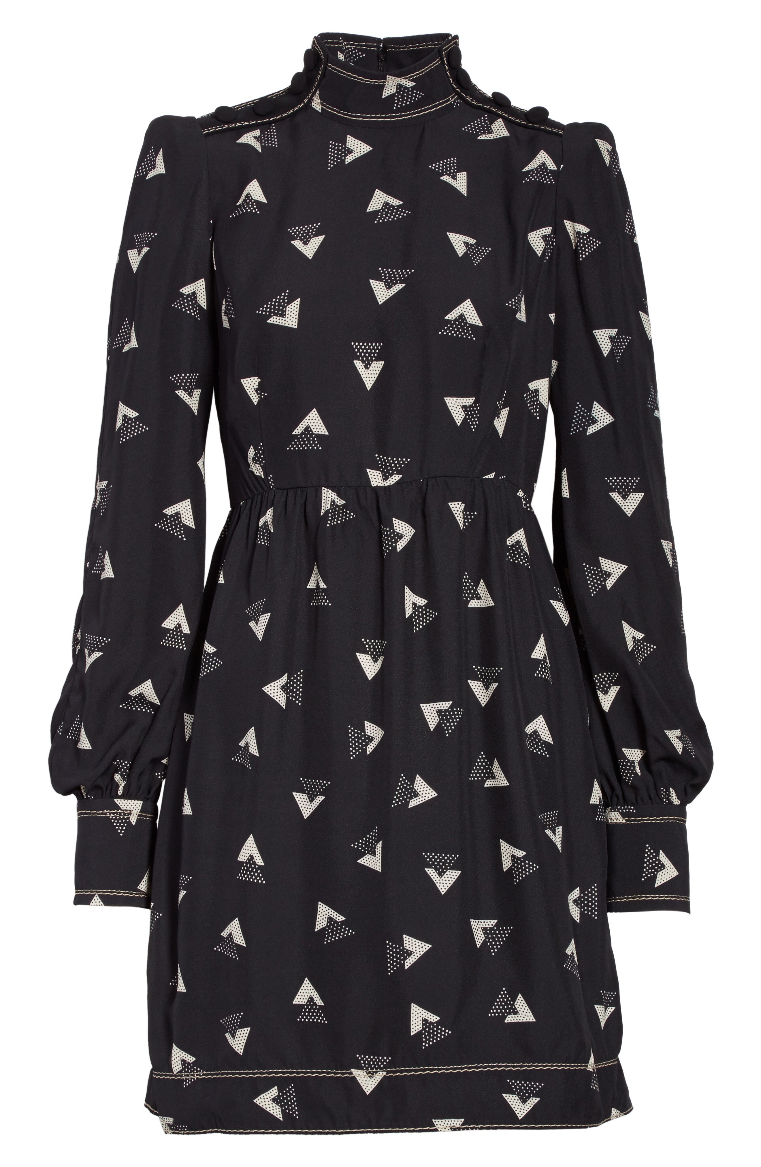 MARC JACOBS Geo Print Satin Back Crepe Dress