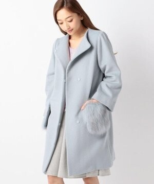 MEW'S REFINED CLOTHES ポケットファーノーカラーコート