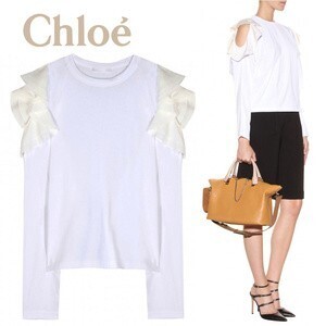 Chloé ショルダーシルクフリルトップス