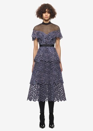 Self-Portrait sweetheart yoke frill dress