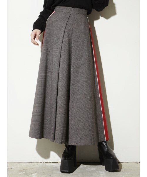 PAMEO POSE SIDE LINE SKIRT PLAID