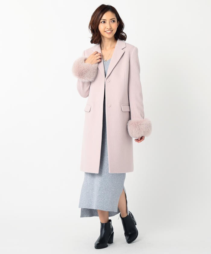 MEW'S REFINED CLOTHES 袖ファー付チェスターコート